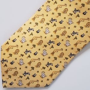 Salvatore Ferragamo necktie animal print whimsical 100% silk